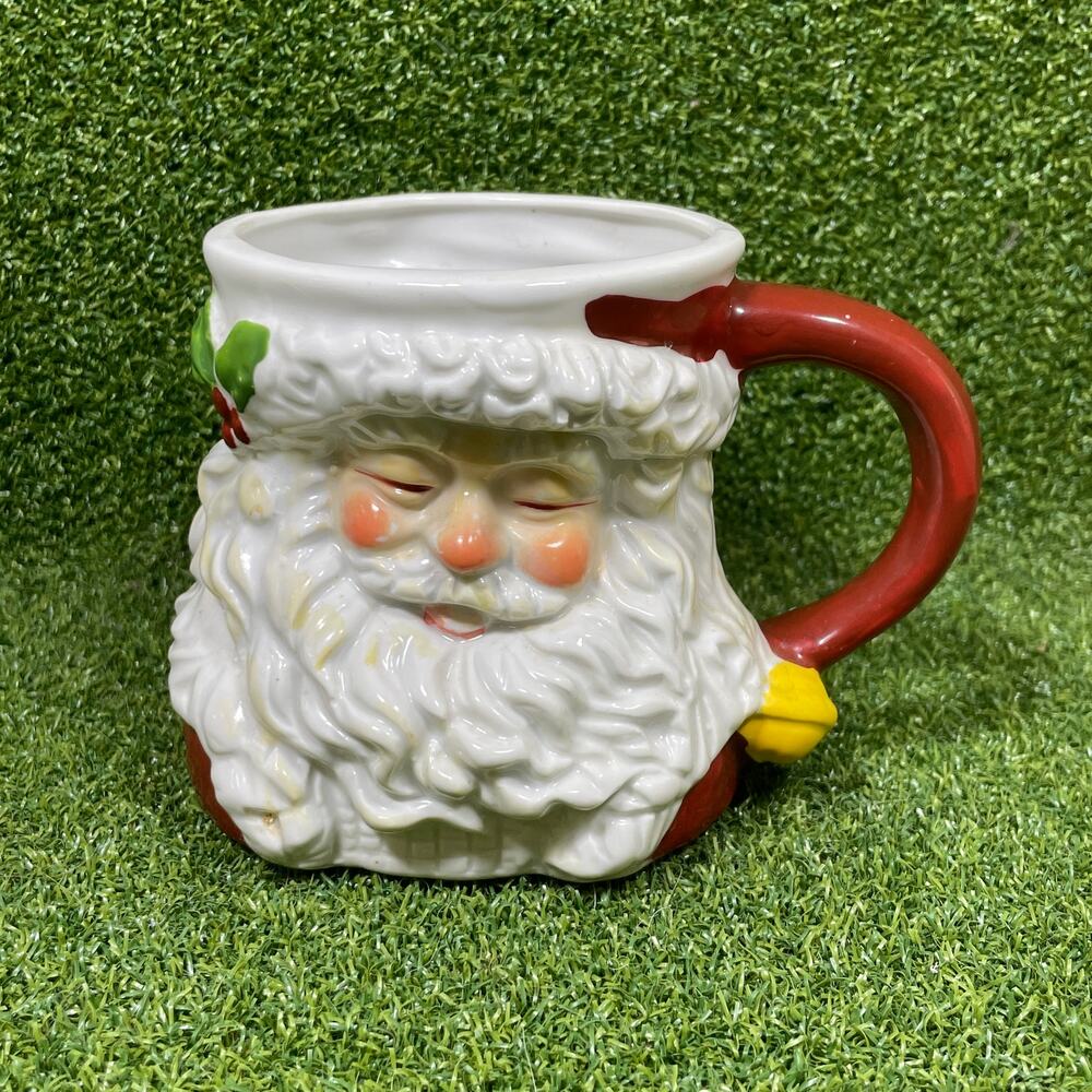 Vintage Christmas Ceramic 3D Sleeping Santa Claus Face Mug